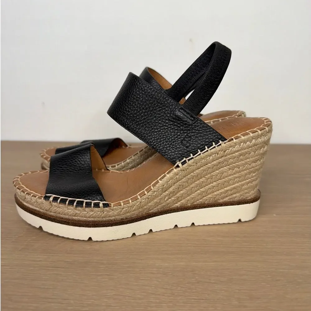 Gentle Souls by Kenneth Cole Elyssa Platform Wedge Sandals Black sz 7